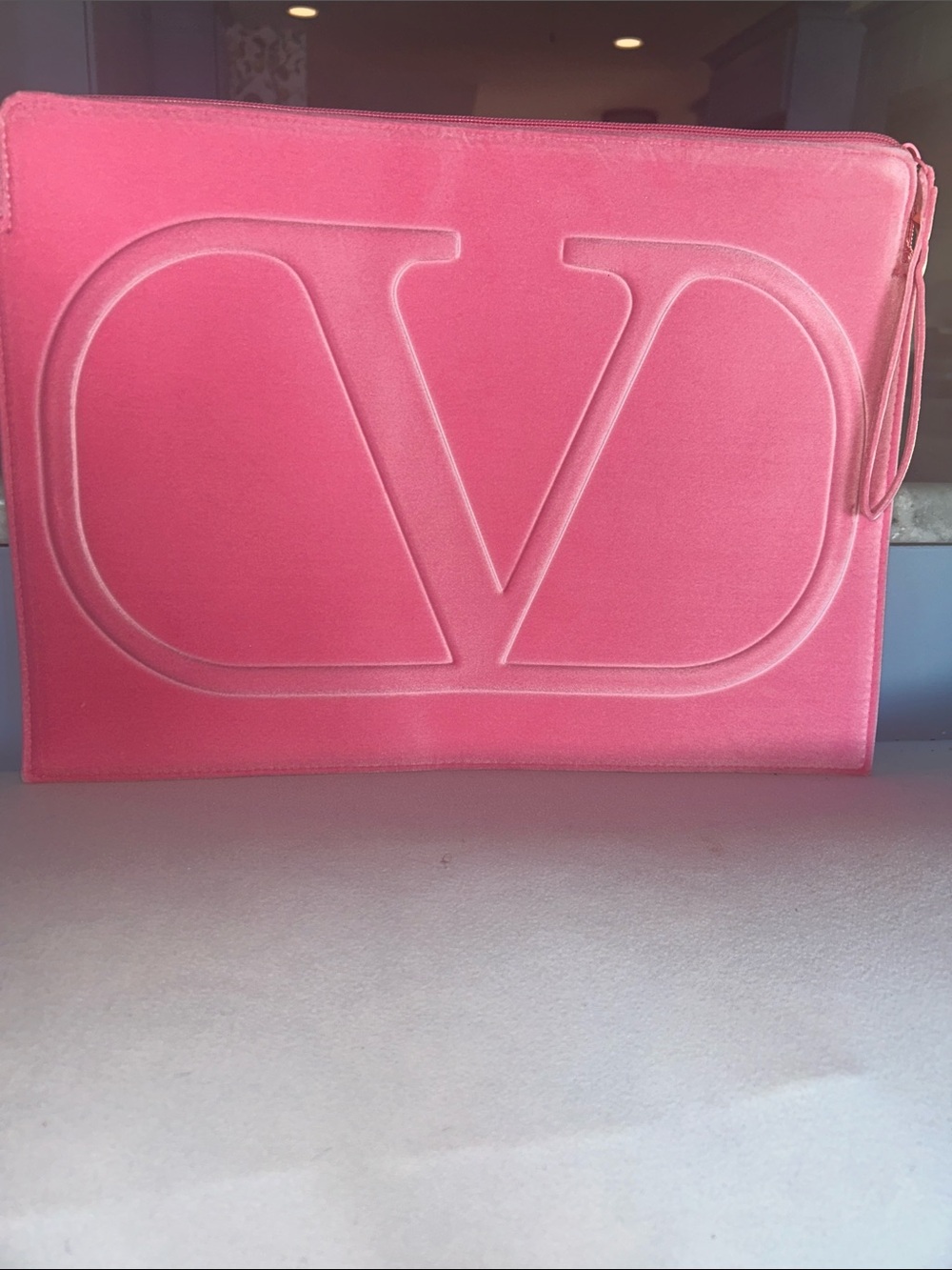 Valentino Pink Embossed V laptop bag